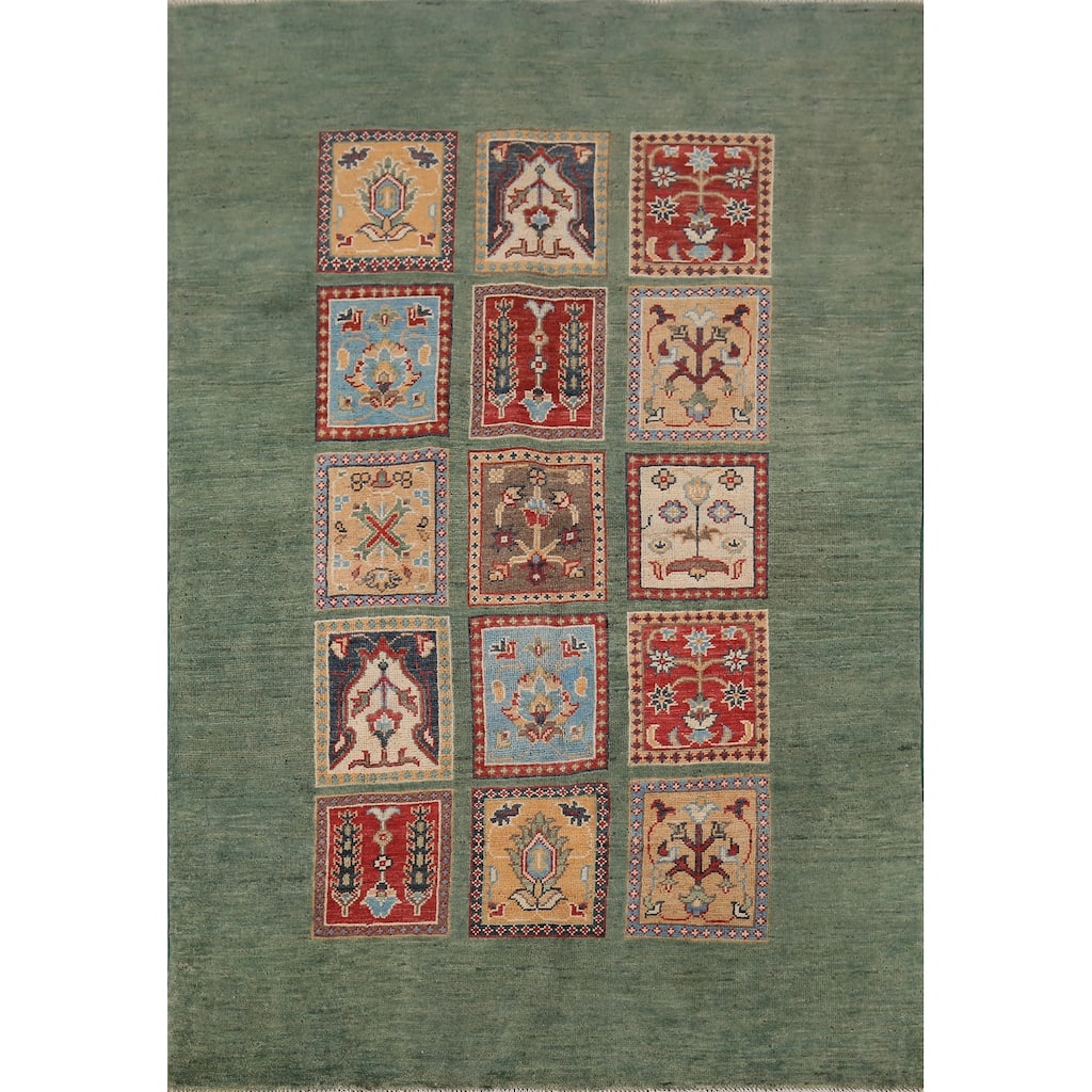 Garden Design Kazak Area Rug Handmade Wool Carpet - 4'1" x 5'10"