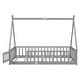 preview thumbnail 5 of 5, Twin Tent-shaped Floor Bed, with Guardrails, Slats, Door ,Grey