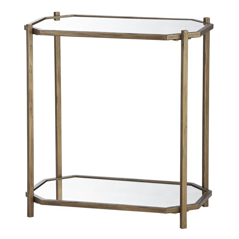Meghan Mirrored End Table, Distressed Antique Gold