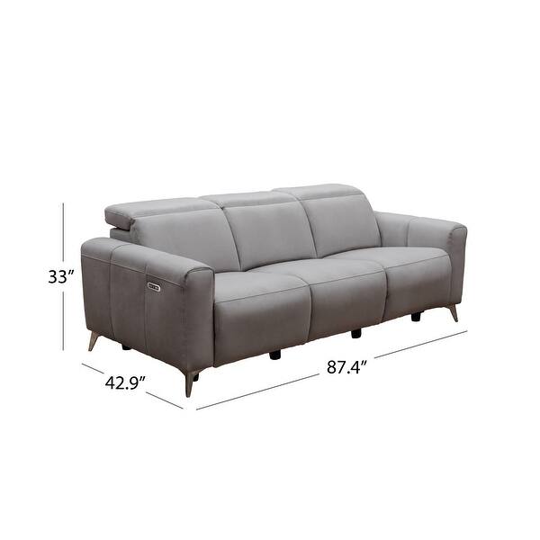 Abbyson Archer Grey Power Reclining Sofa with USB Port and Power