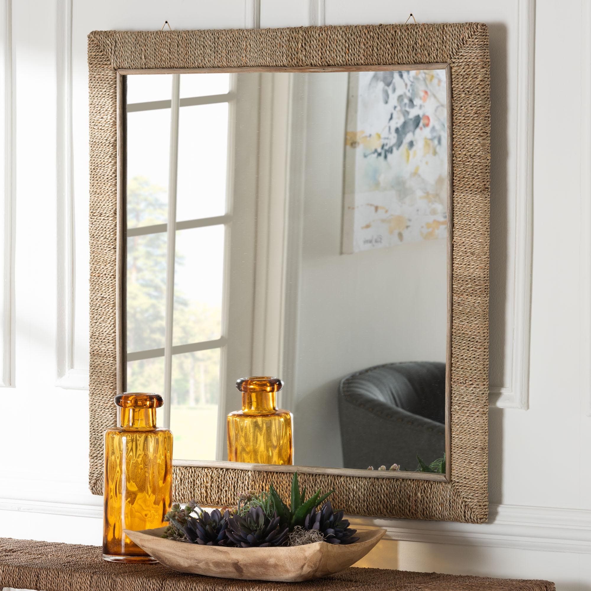 Geralyn Japandi Natural Seagrass Wall Mirror - Bed Bath & Beyond