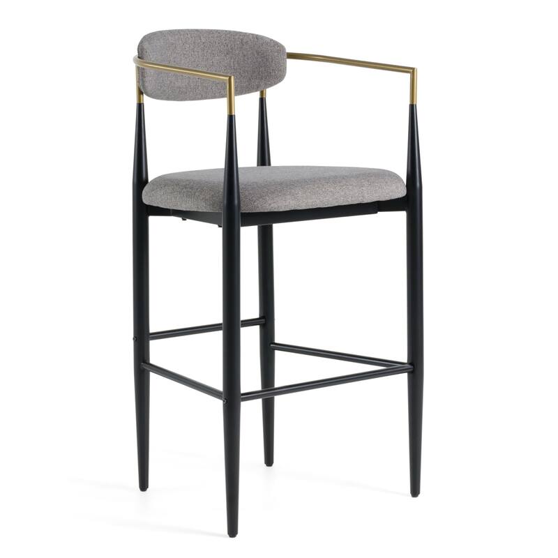 Modrest Buchtel Mid-Century Modern Medium Grey, Gold Arm & Black Bar Chair