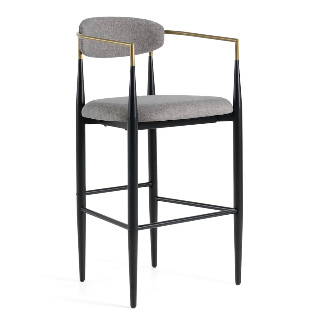 Modrest Buchtel Mid-Century Modern Medium Grey, Gold Arm & Black Bar Chair