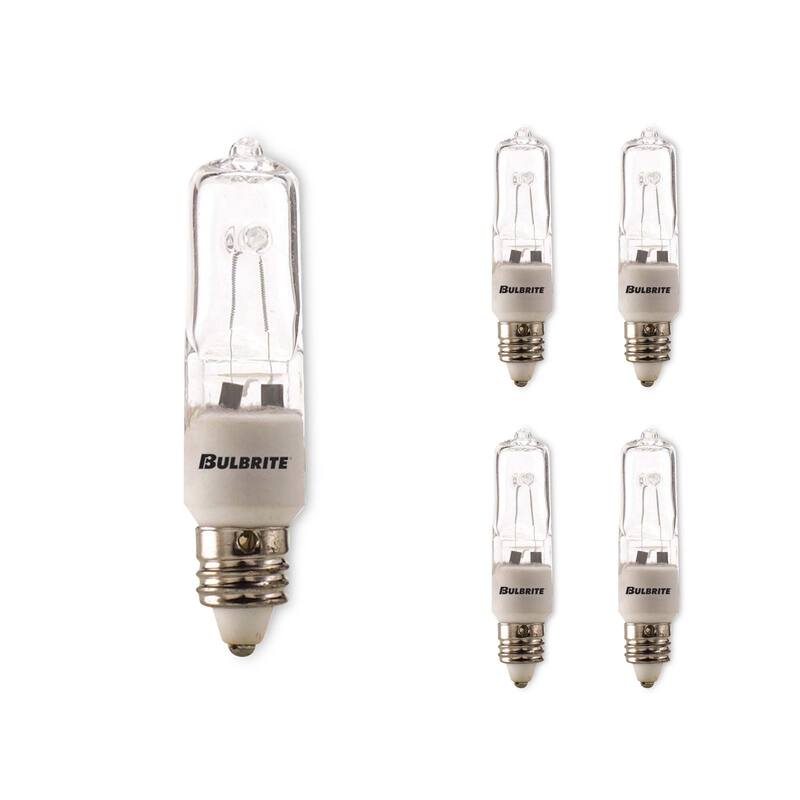 Bulbrite Pack of (5) Dimmable Clear T4 Mini-Candelabra (E11) Halogen Mini - 100 Watt