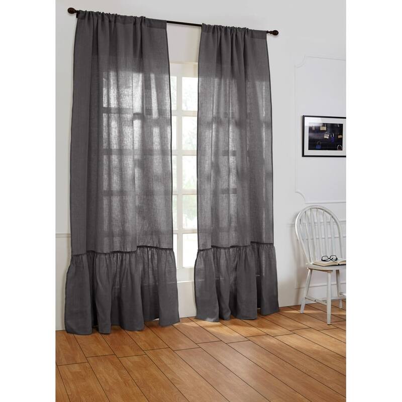 Caprisa Linen Curtain, Steel Blue, 96"
