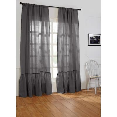 Caprisa Linen Curtain, Steel Blue, 96"