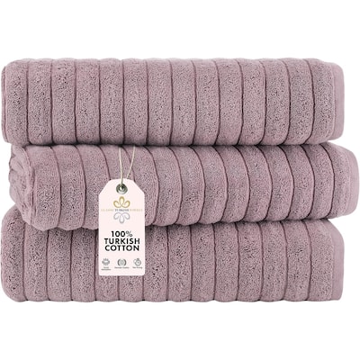 Classic Turkish Towels 100% Turkish Cotton Bath Sheets Plush Ribbed 3 Piece 40x65" - 40x65