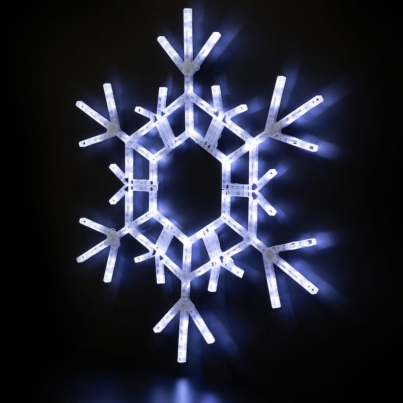 LED Lighted Large Foldable Snowflake Outdoor Christmas Decoration - 36" - Pure White