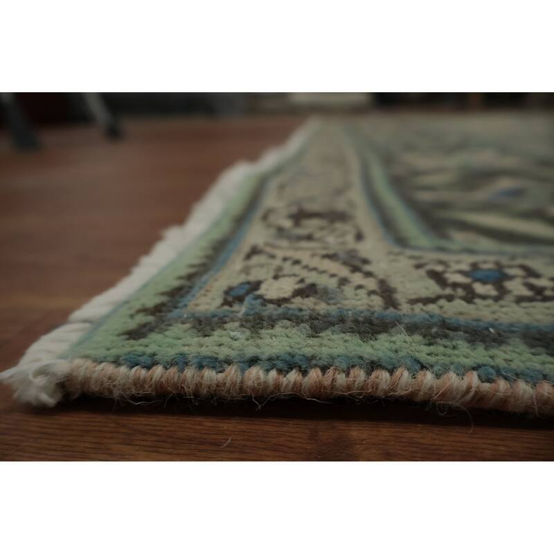 Hand Knotted Oriental 100% Wool Carpet Traditional Floral Beige & Ivories Tabriz Area Rug - 10' 11'' X 8' 3''