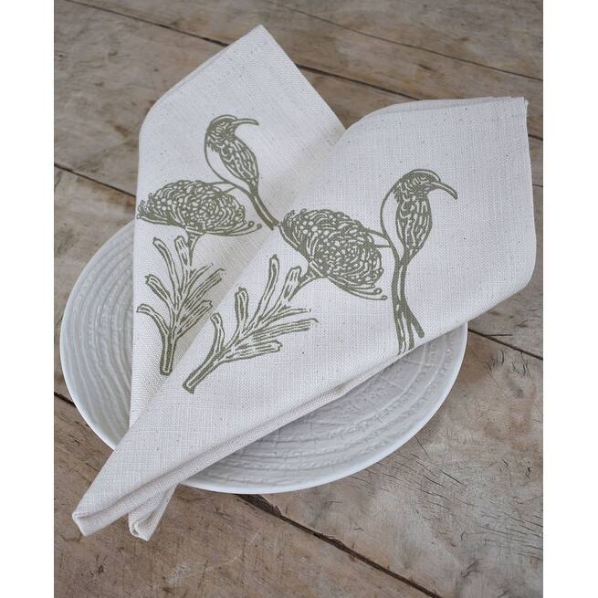 French Home Set of 4 Sugarbird Napkins - Sage
