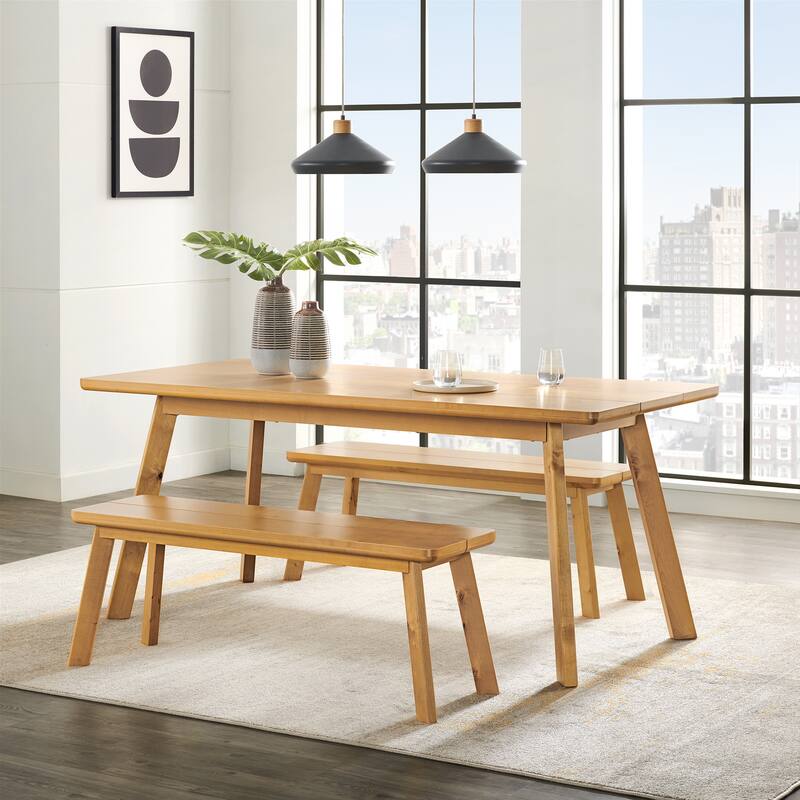 Shelburne 73" Dining Table with Two Benches, Set of 3