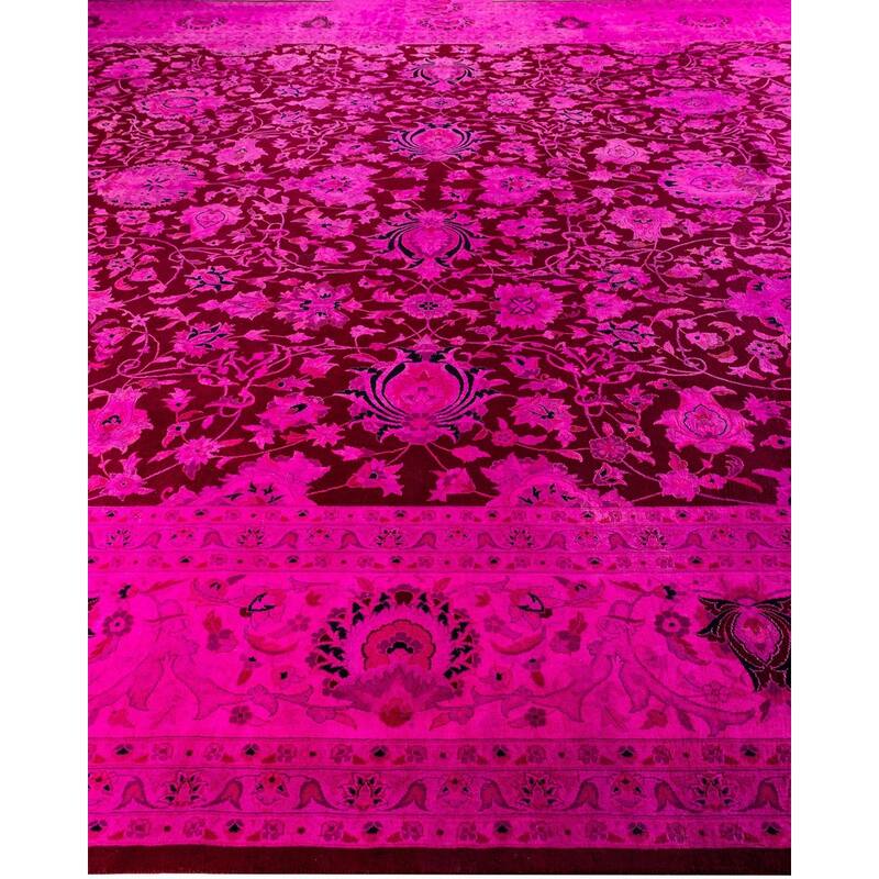 Fine Vibrance One-of-a-Kind Hand-Knotted Area Rug - Pink, 12' 0" x 18' 2" - 12' 0" x 18' 2"