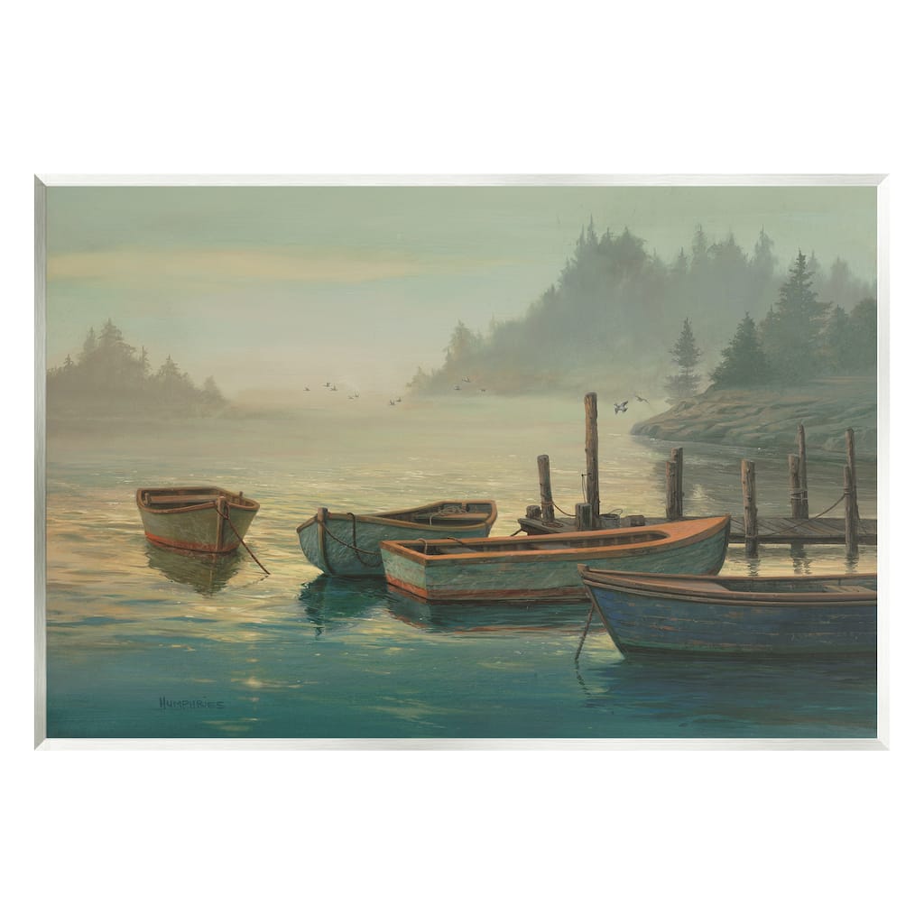 Stupell Docked Boats Landscape Wall Plaque Art Design by Michael Humphries