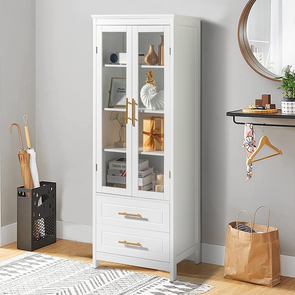 Linen cabinet with online glass doors