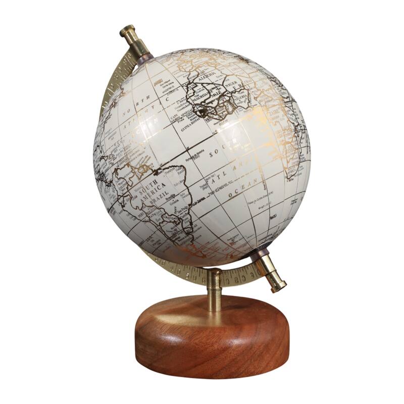Resin Decorative Globe Modern Sleek Wood Base for Casual Home - 10.0"