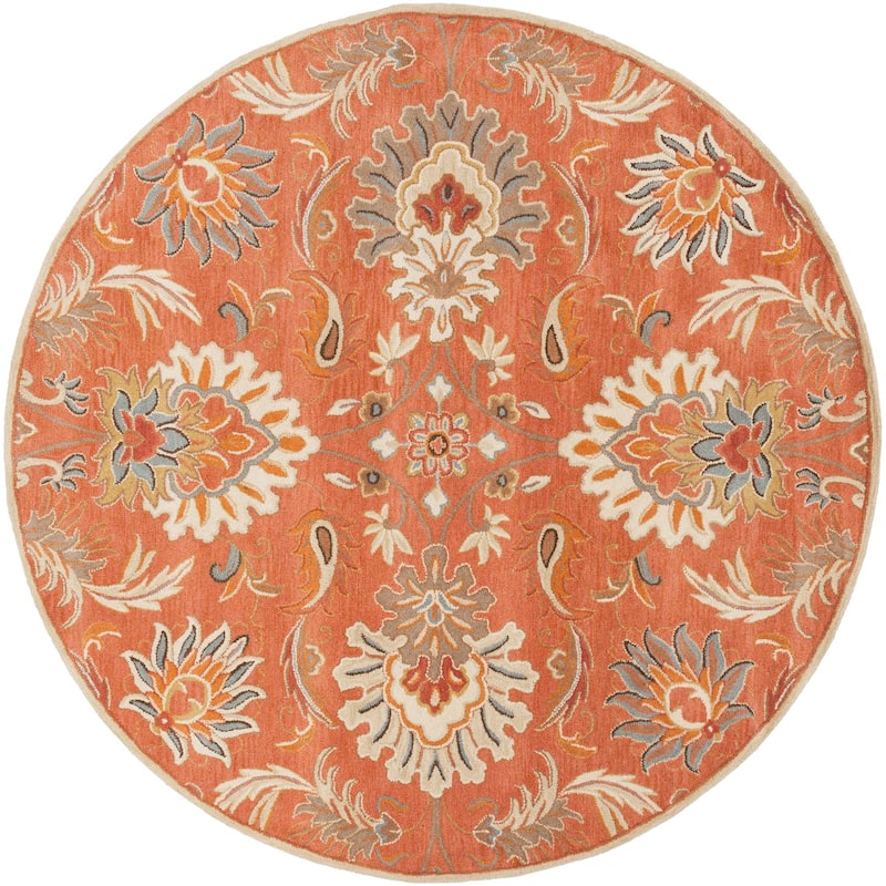 Livabliss Caesar Updated Traditional Oriental Area Rug - 8' x 8' - Rust - Round