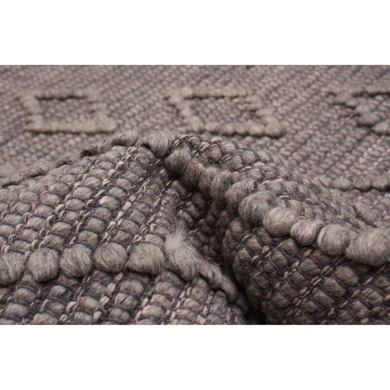 ECARPETGALLERY Braid weave Sienna Grey Wool Rug - 6'1 x 8'9