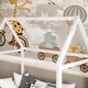 preview thumbnail 5 of 10, Wood Twin House-Shaped Kids Pine Bed Frame with 13.9'' height Guardrails and LED Design for Bedroom, White, Easy to Assemble