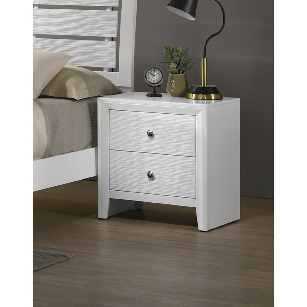 Sleek 2-Drawer Nightstand with Round Knobs, White Finish