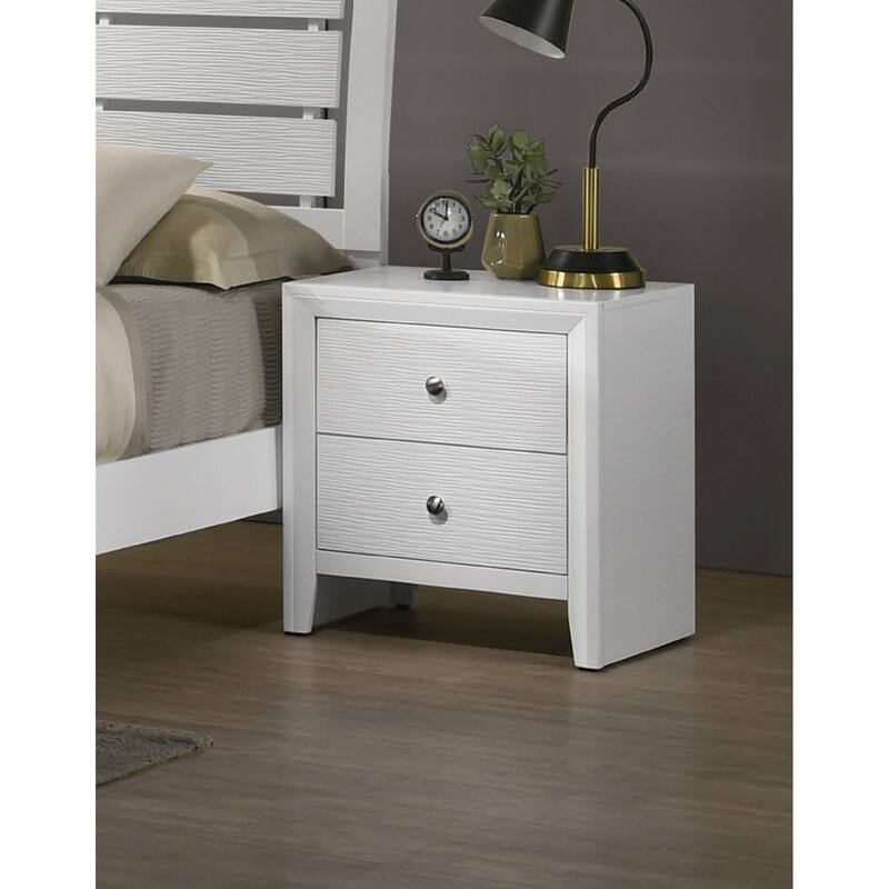 Sleek 2-Drawer Nightstand with Round Knobs, White Finish - White