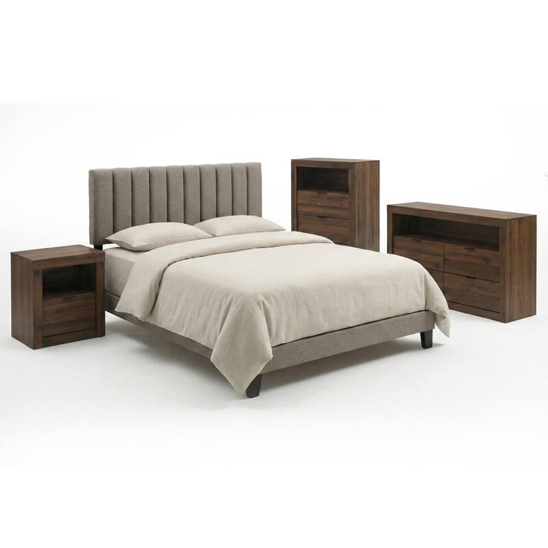 Furniture of America Merro Modern 4-Piece Solid Wood Bedroom Set