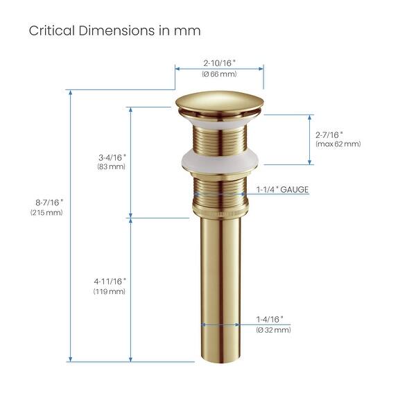dimension image slide 3 of 7, Bathroom Sink Pop Up Drain Stopper Full Cover without Overflow