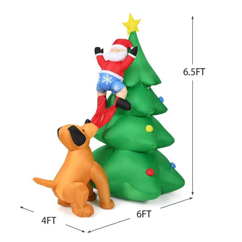 6.5 FT Inflatable Christmas Tree Inflatable Santa Claus Climbing Tree