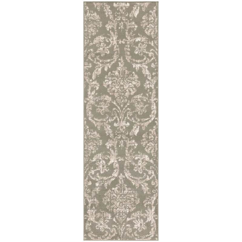 Nourison Jane Farmhouse Vintage Indoor only Damask Area Rug - 2' 3" x 7' 3" - Olive
