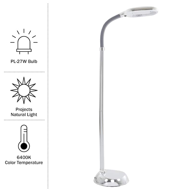 Adjustable Natural Daylight Floor Lamp with Bendable Neck
