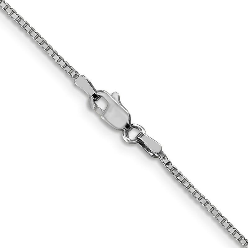 Curata 10k White Gold 1.1mm Solid Box Chain Necklace (Lobster) Options: 16 18 20 24 30