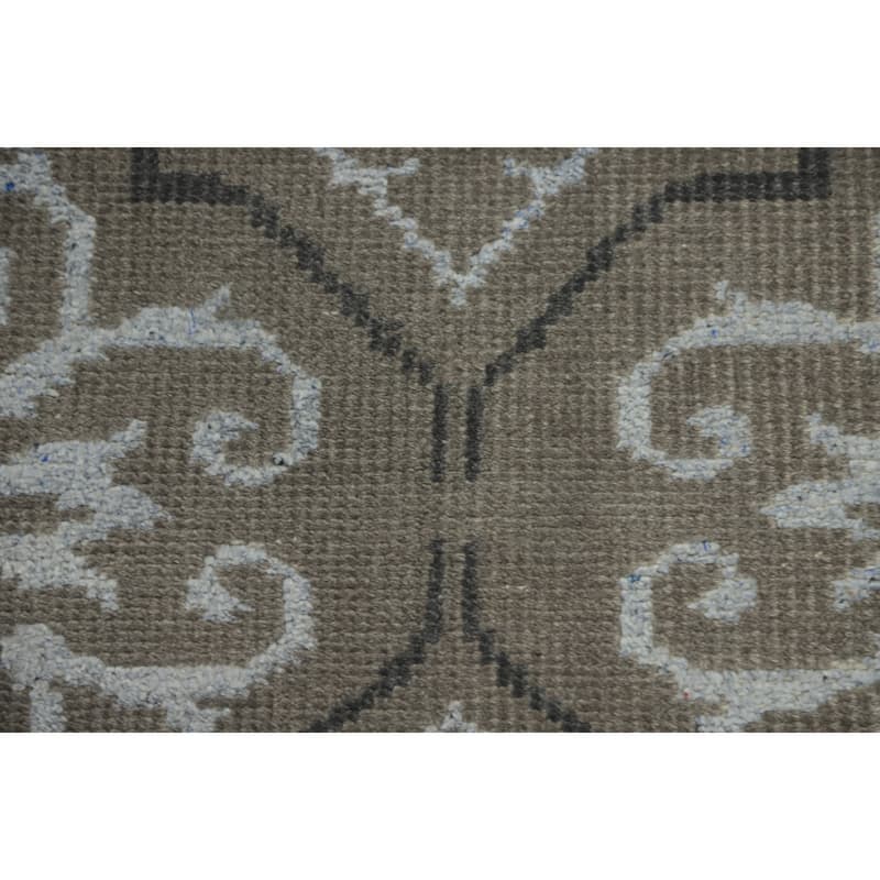Hand-knotted Modern Wool Grey Geometric Area Rug Oriental Carpet - 7' 7'' X 5' 5''