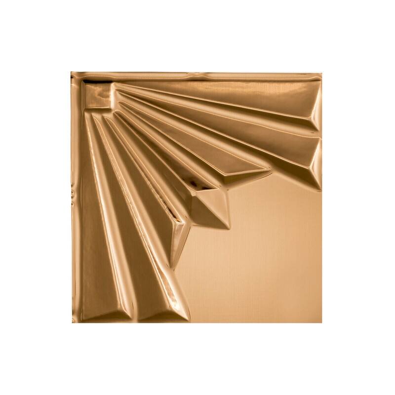 FASÄDE Art Deco Decorative Vinyl 2ft x 4ft Glue Up Ceiling Panel in Polished Copper (5 Pack) - 12in x 12in Sample - Polished Copper