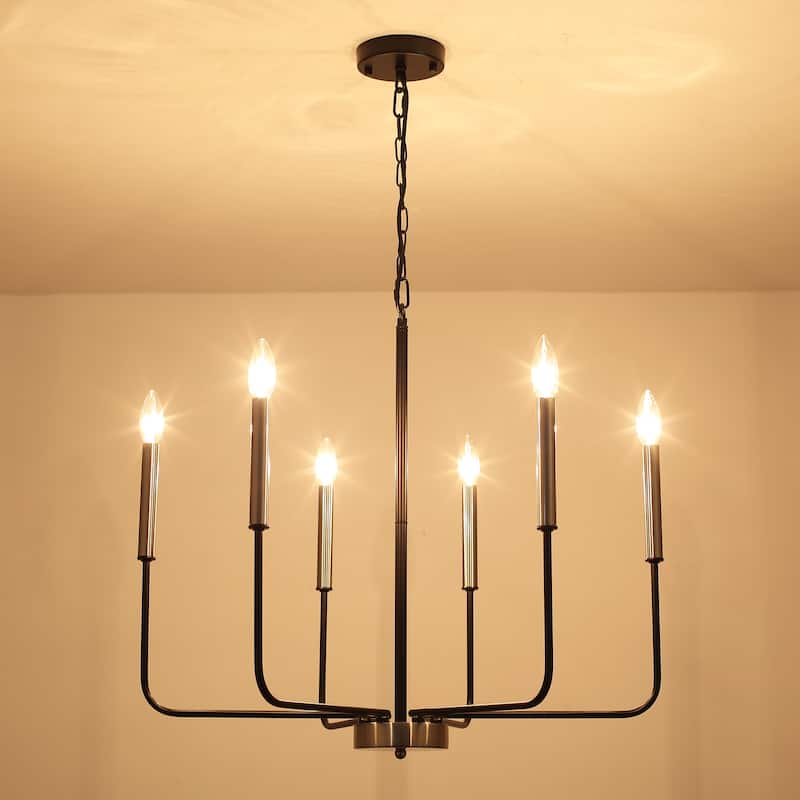 6-Light W26.18" x H66.92" Candle Chandelier for Living Room Kitchen Island