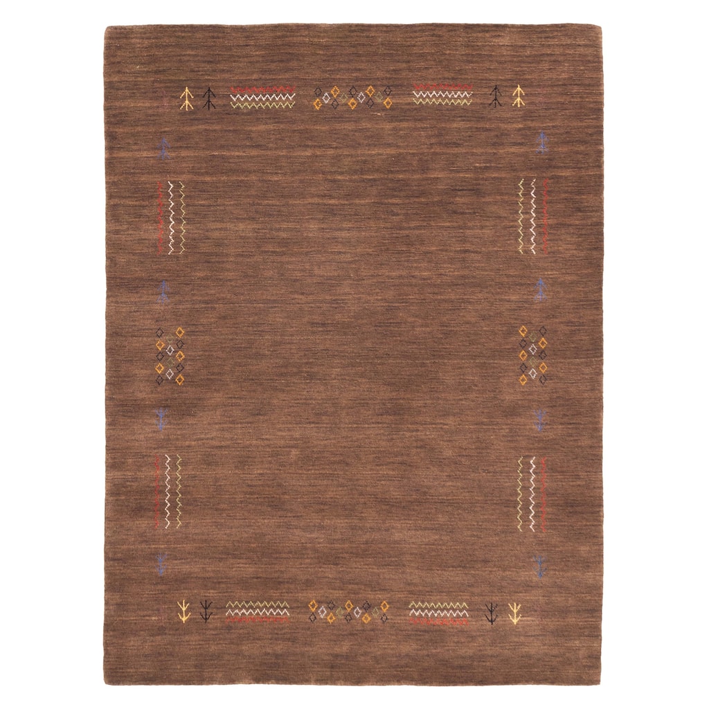 ECARPETGALLERY Hand Loomed Kashkuli Gabbeh Brown Wool Rug - 5'1 x 6'10