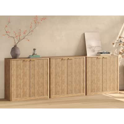 94.5" Buffet Cabinet with Storage, Fluted Sideboard with Adjustable Shelves for Living Room, Dining Room, Kitchen