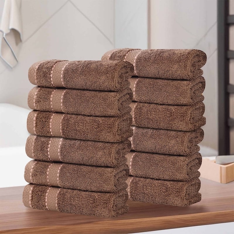 Superior Niles Cotton Ultra-Plush Absorbent Face Towel/Washcloths, Set of 12