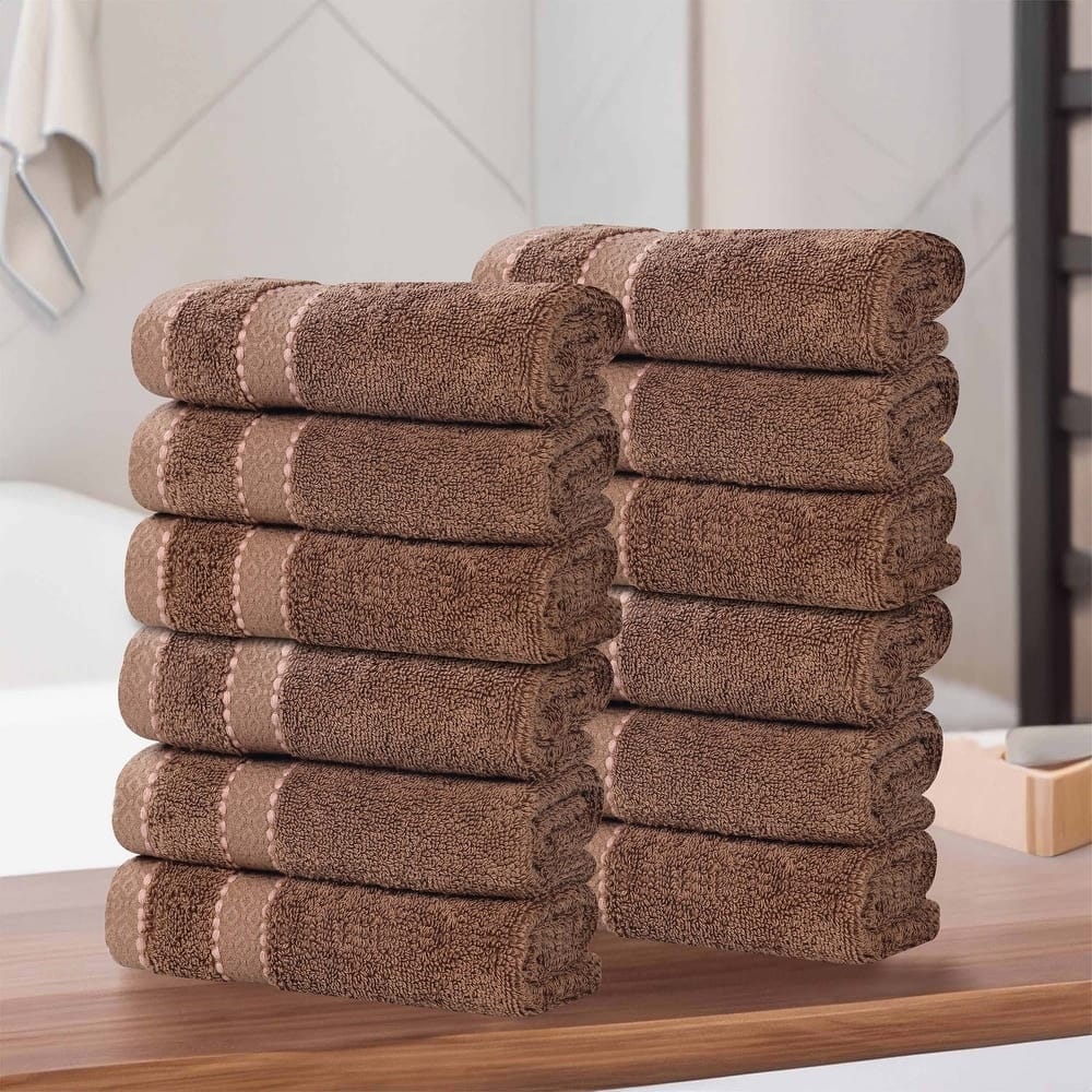 Superior Niles Cotton Ultra-Plush Absorbent Face Towel/Washcloths, Set of 12