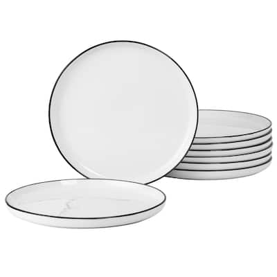 Gibson Home Oslo 8 Piece Porcelain Dinner Plate Set - Black Rim