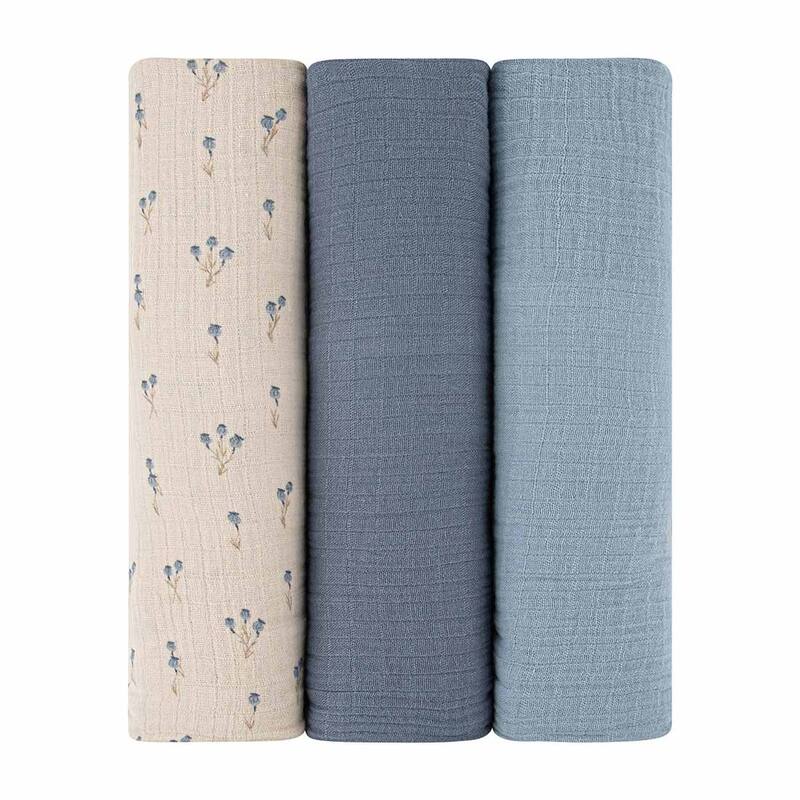 Ely's & Co. Cotton Muslin Swaddle Blanket - 3 Pack - 42"x42"
