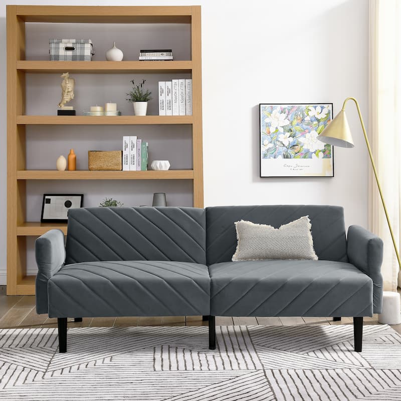 78" Modern Velvet Folding Futon Sofa Bed