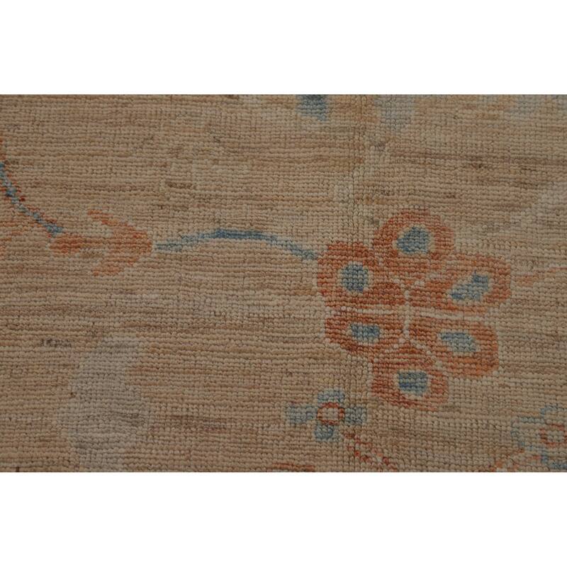 Hand Knotted Oriental 100% Wool Carpet Transitional All-Over Peach Oushak Area Rug - 9' 0'' X 6' 3''