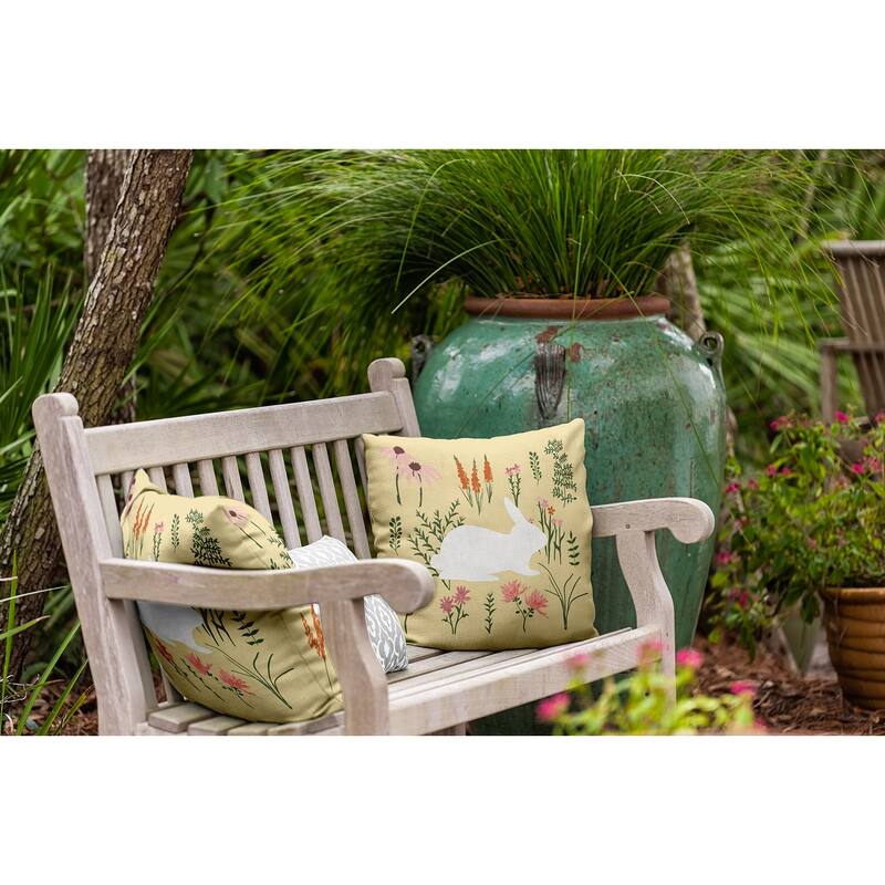 Spring Meadow Bunny Indoor/Outdoor Throw Pillow