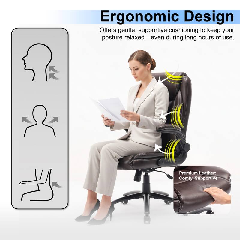 High-Back Executive Office Chair Wide Reclining Seat
