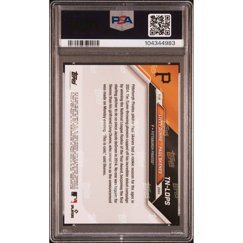 Paul Skenes Livvy Dunne 2024 Topps Now Rookie of the Year Card #TNLDPS Graded PSA 10 - 8' x 11'