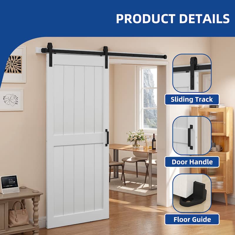 30''/36''/48'' x 84'' Manufactured Wood PVC Paneled Barn Door with Installation