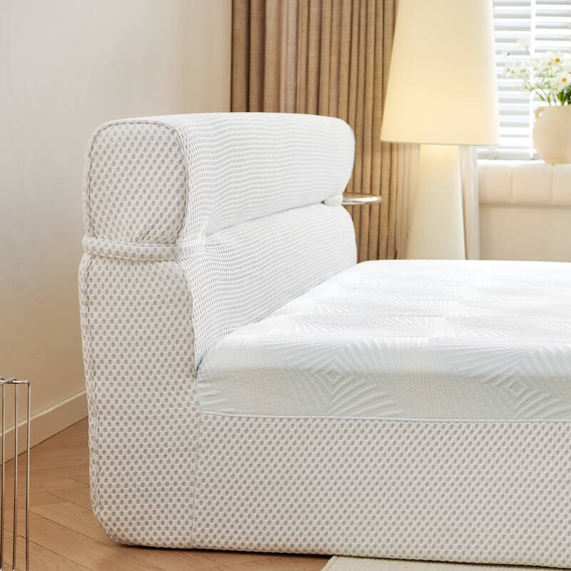Homy Casa All in One Bed, Mattress + Frame, Cool Ice Silk Stretch Fabric, Motion Isolation, No Assembly, Full, Queen, King