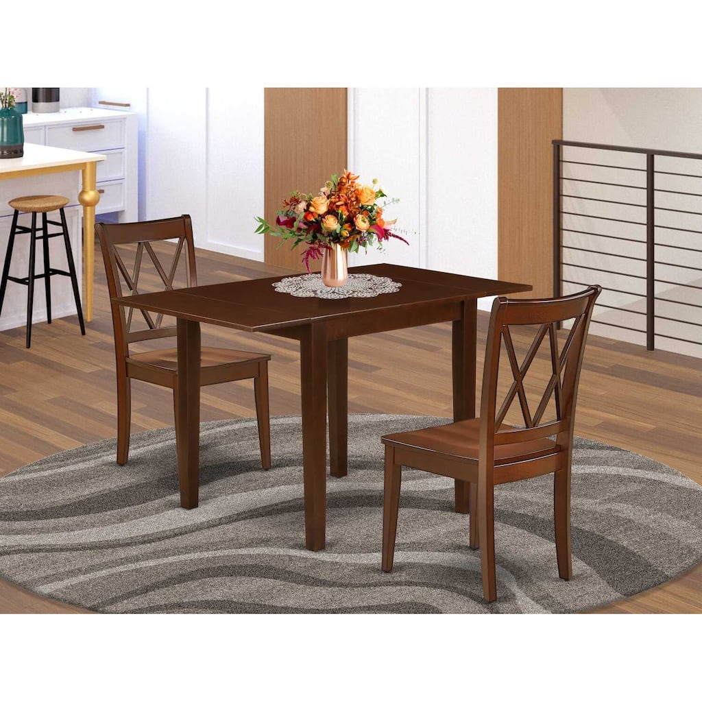 HomeStock 3-Piece Mahogany Finish Solid Wood Top Dining Table Set
