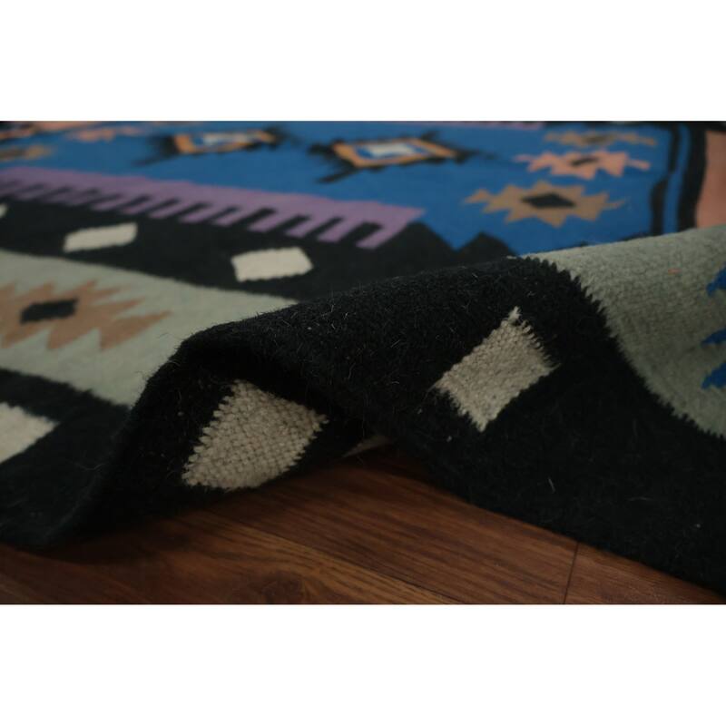 Hand Woven Oriental 100% Wool Carpet Southwestern Tribal Multi-Colored Kilim Area Rug - 10' 0'' X 5' 2''
