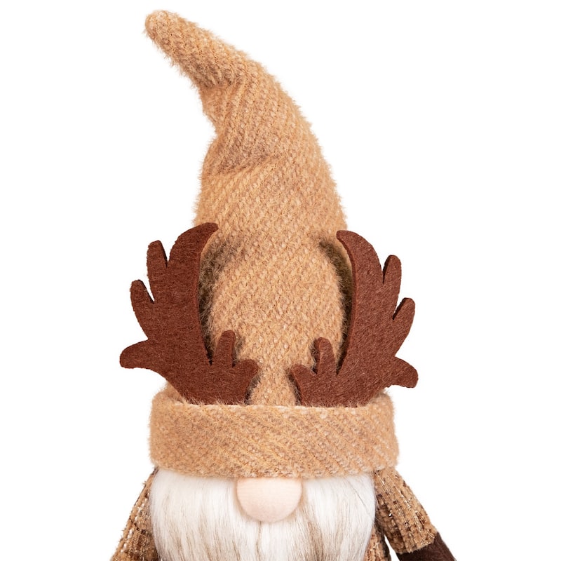 Plush Gnome with Moose Hat Fall Harvest Decoration - 11.75"
