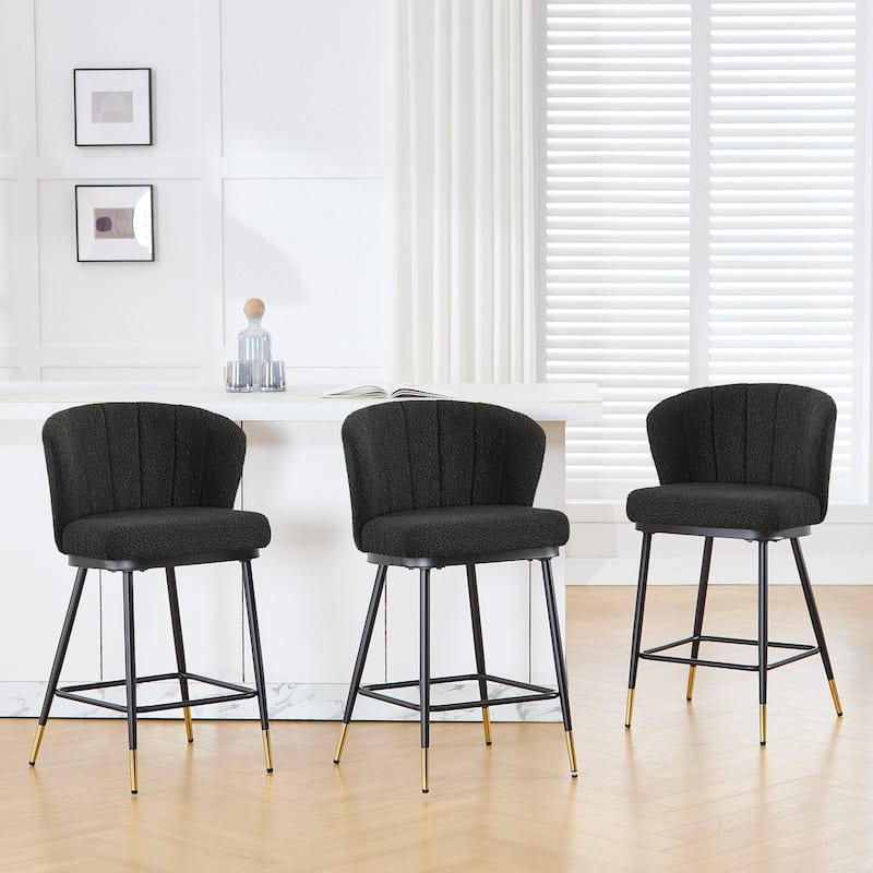26" Boucle Fabric Counter Height Bar Stools, Set of 2/3/4 - 35.83"H x 22"W x 20.28"D